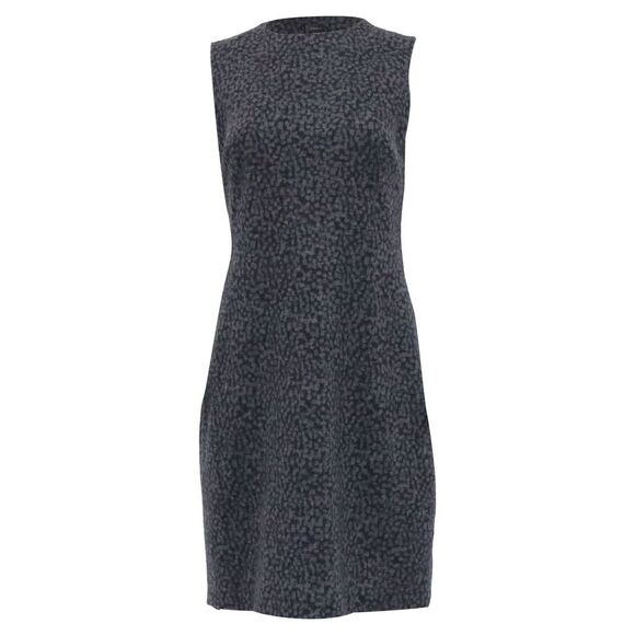 Akris Patterned Mini Shift Dress in Grey Wool